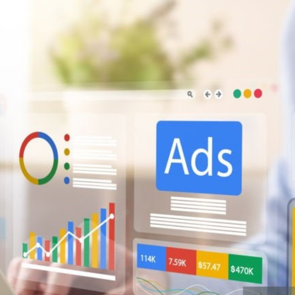 business man using laptop for digital marketing focused onusing google ads for small busines growth